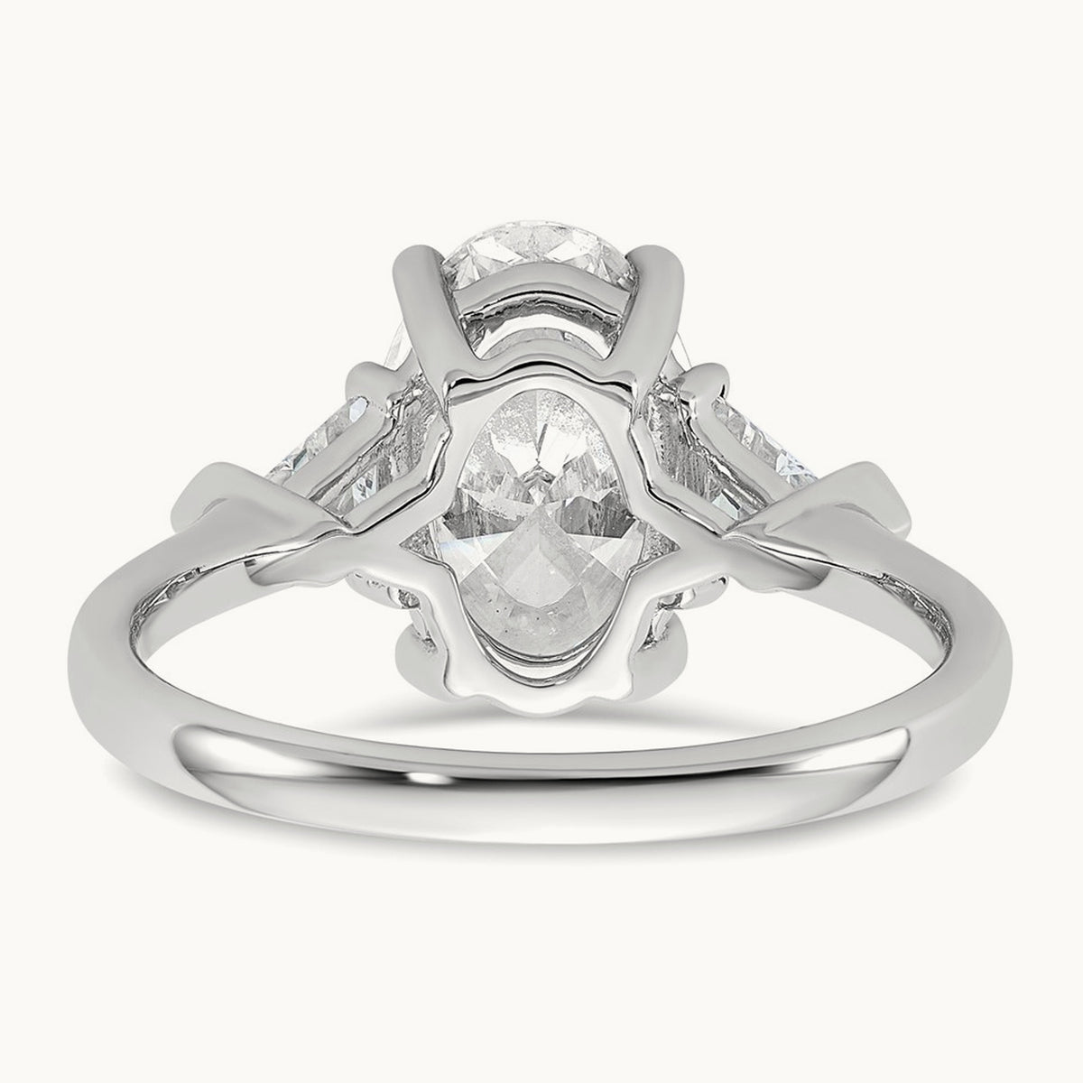 Oval & Trillion 3 Stone Engagement Ring, 1.50-4.00 ct tw Lab-Grown Diamond — 3 1/8 ct, 14K White Gold