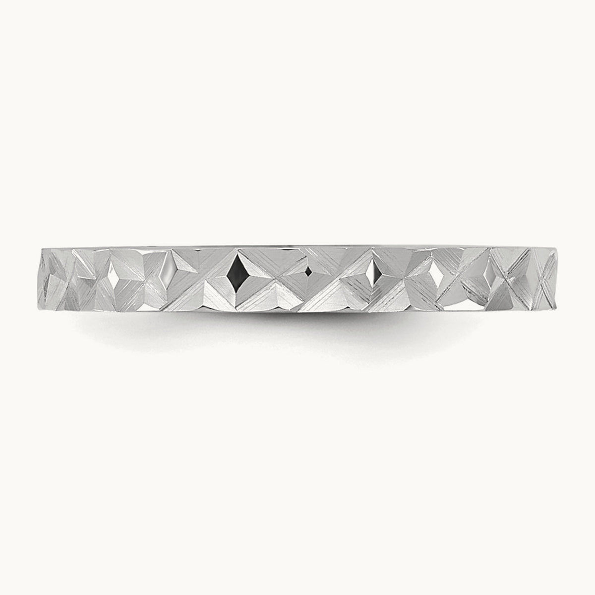 Diamond-cut Design Band Baby / Children's Ring — 14K White Gold