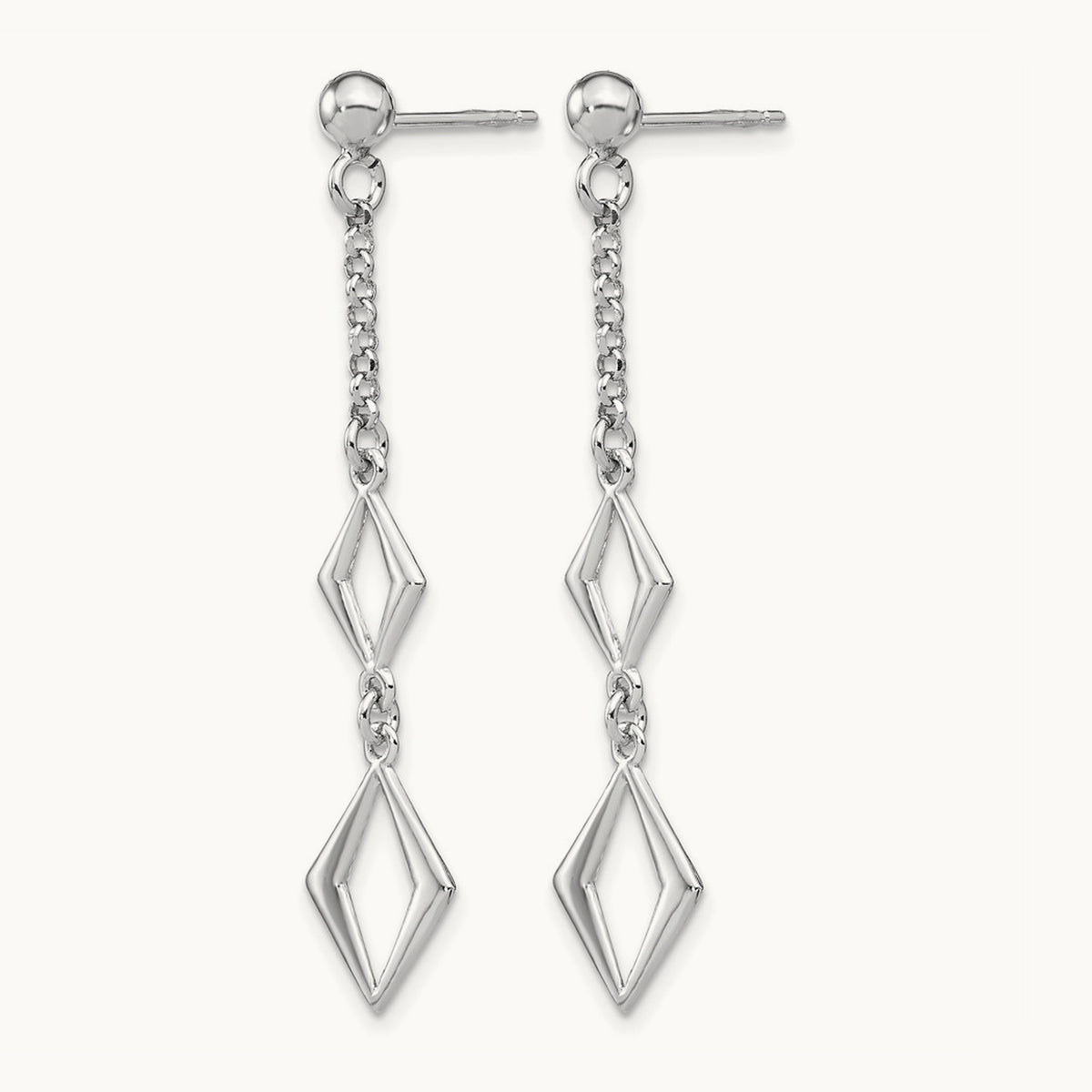 Rhodium-plated Polished Earrings, Sterling Silver — Leslie's
