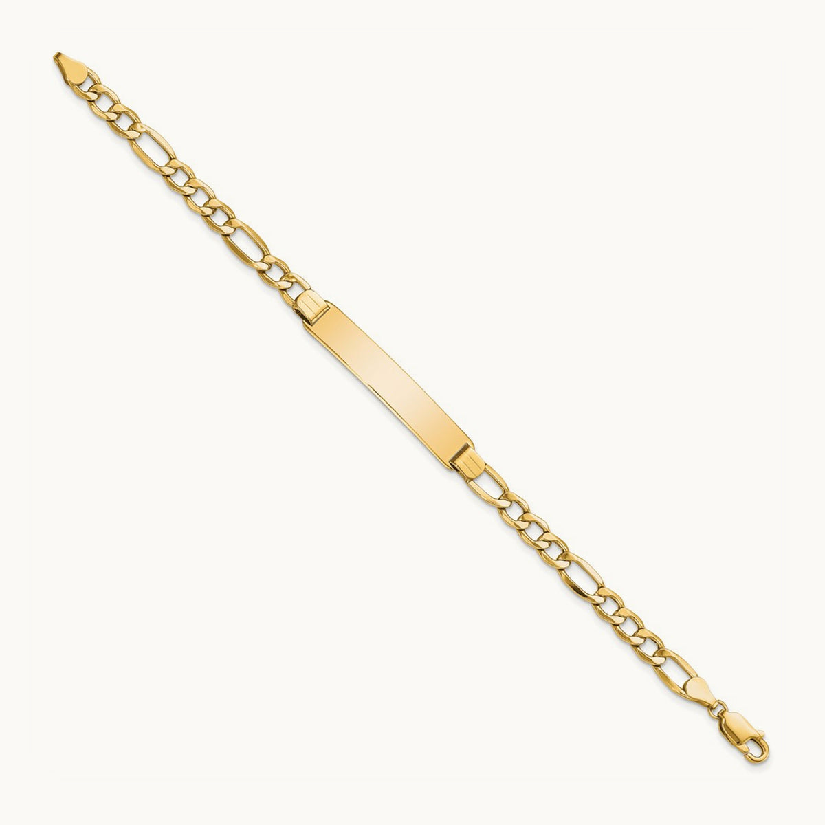 Polished Semi-Solid Figaro ID Bracelet, 14K