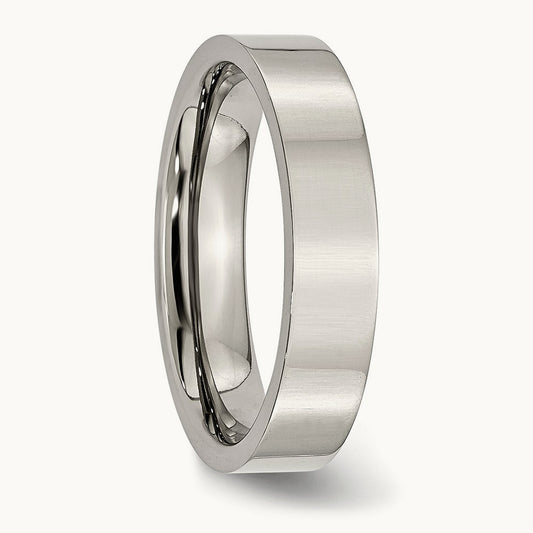 Polished Flat Band, 5mm, Stainless Steel