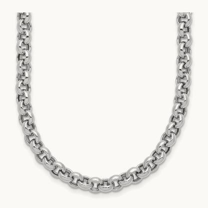 18in Polished Fancy Rolo Link Necklace, 5mm, 14K White Gold