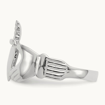 Ladies Claddagh Ring, 14K White Gold