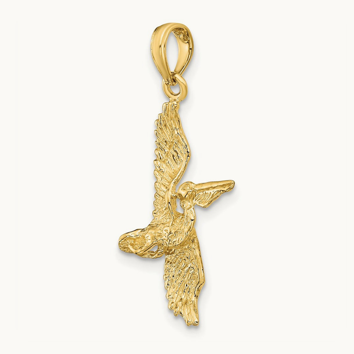 3-D Pelican Flying Charm — 14K Yellow Gold, 27mm