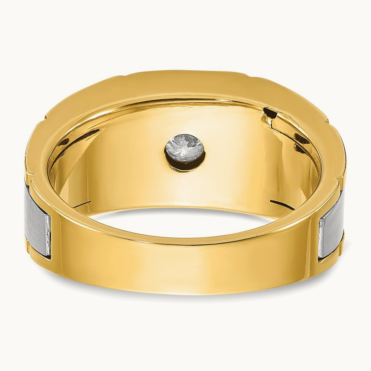 IBGoodman Men's Polished and Satin Diamond Complete Ring, 14K Two-tone