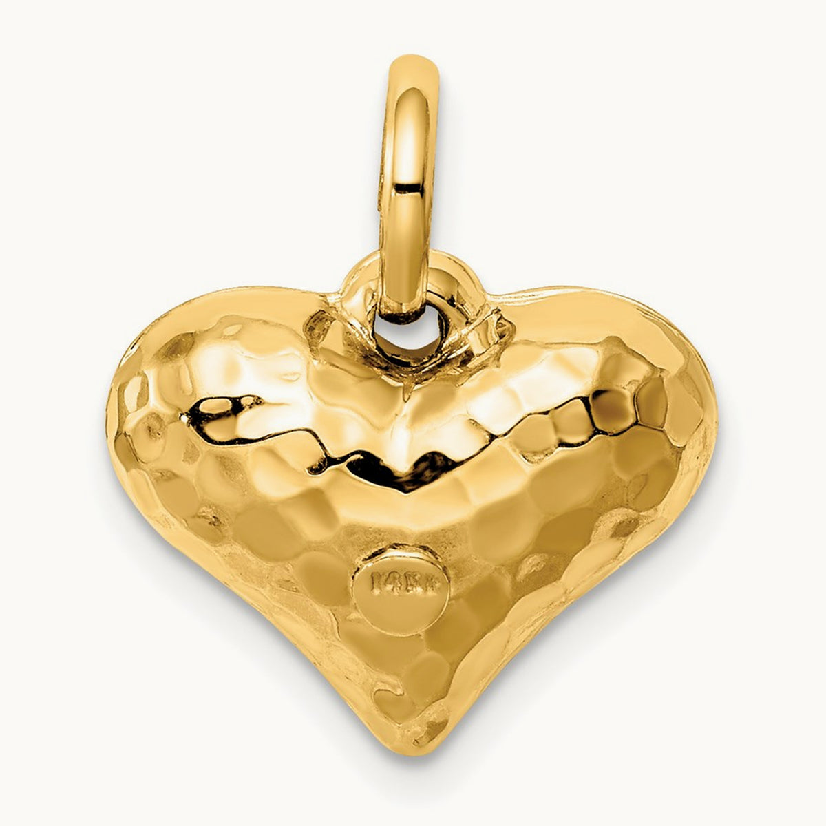 Polished and Hammered 3-D Heart Pendant — 18mm