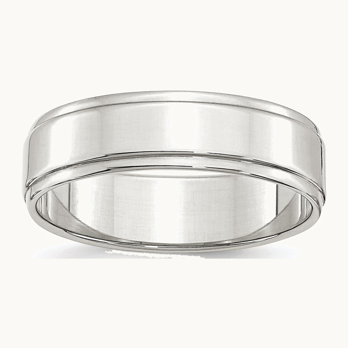 Sterling Silver 6mm Flat with Step Edge Band