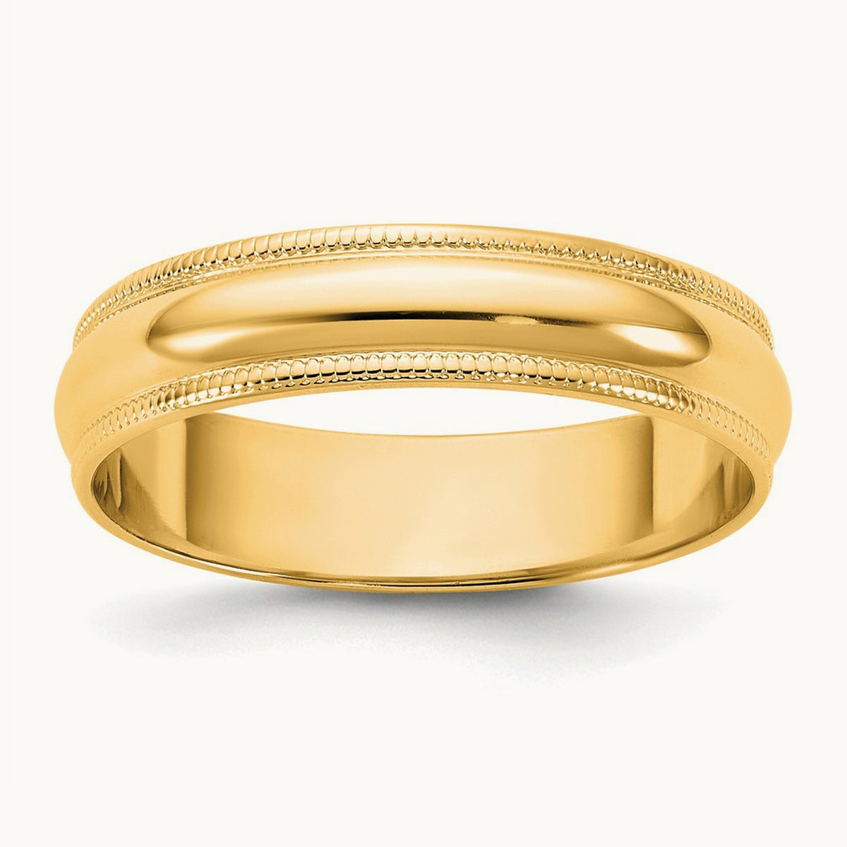 Lightweight Milgrain Half Round Band — 14K Yellow Gold, 4.5mm