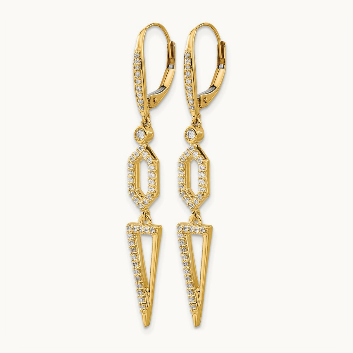 Diamond Triangle Leverback Earrings, 14K