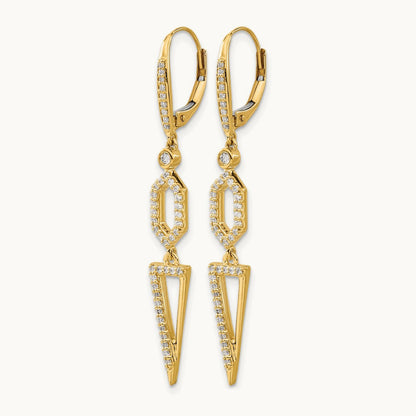 Diamond Triangle Leverback Earrings, 14K