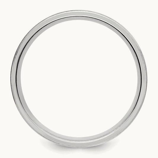 Standard Comfort Fit Brush Satin Fancy Band, 14K White Gold
