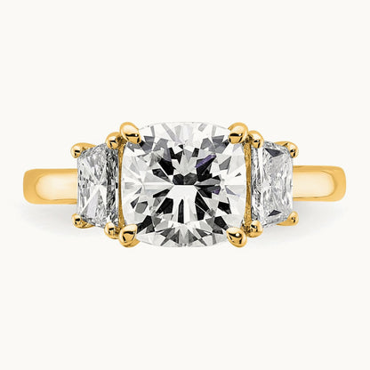 Cushion & 1/2 Moon Engagement Ring, 1.25-3.75 ct tw Lab-Grown Diamond — 3 1/8 ct, 14K Yellow Gold