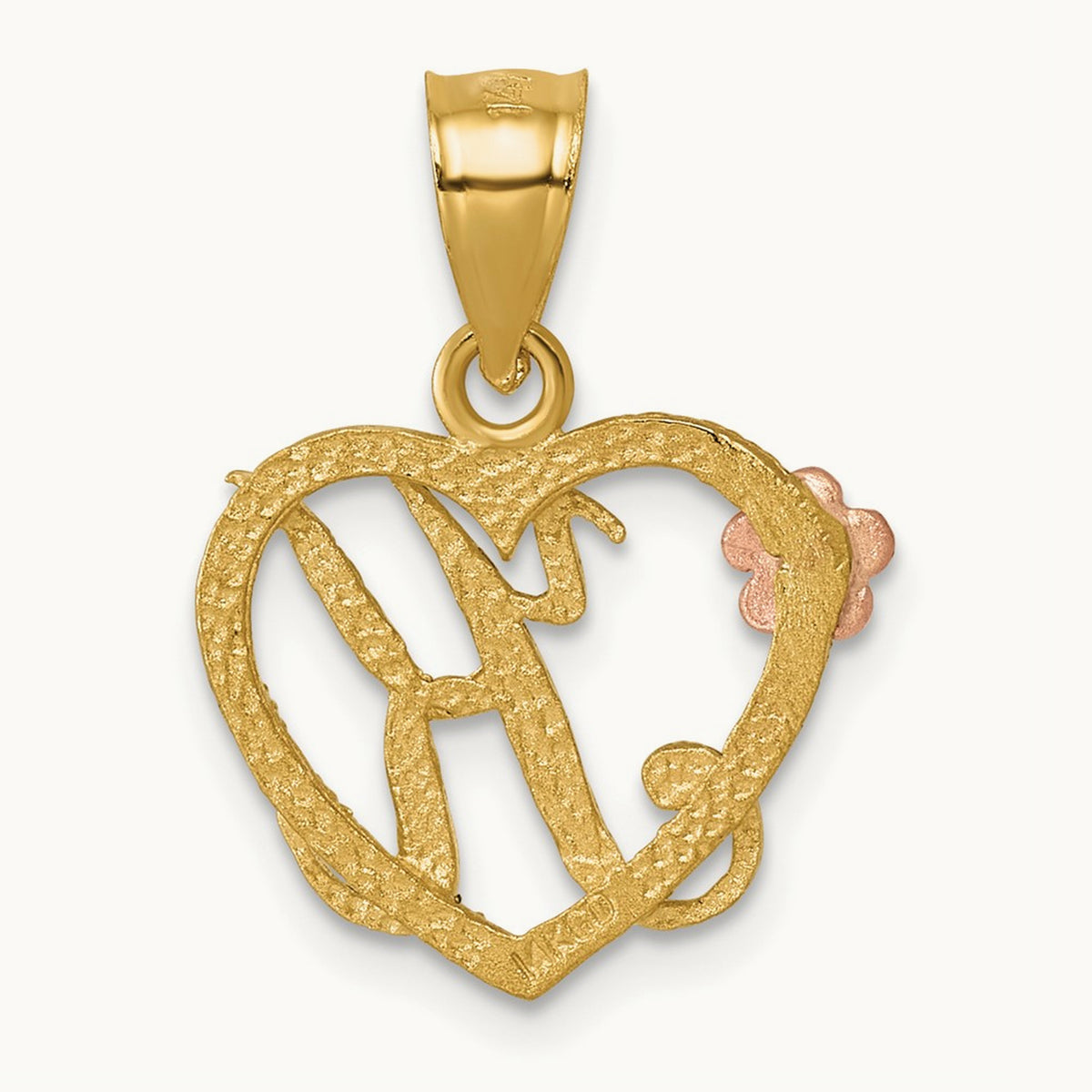 Heart Initial Pendant — 14K Yellow Gold, K