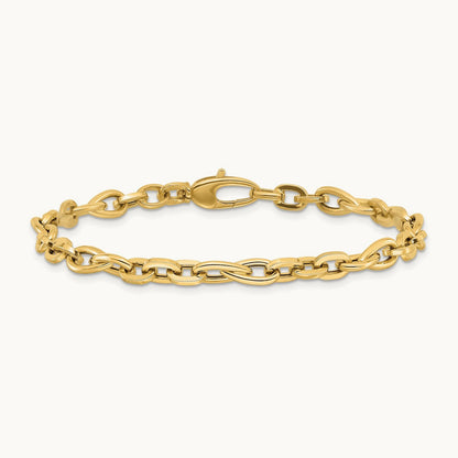 7.5in Polished Fancy Link Bracelet — 14K Yellow Gold