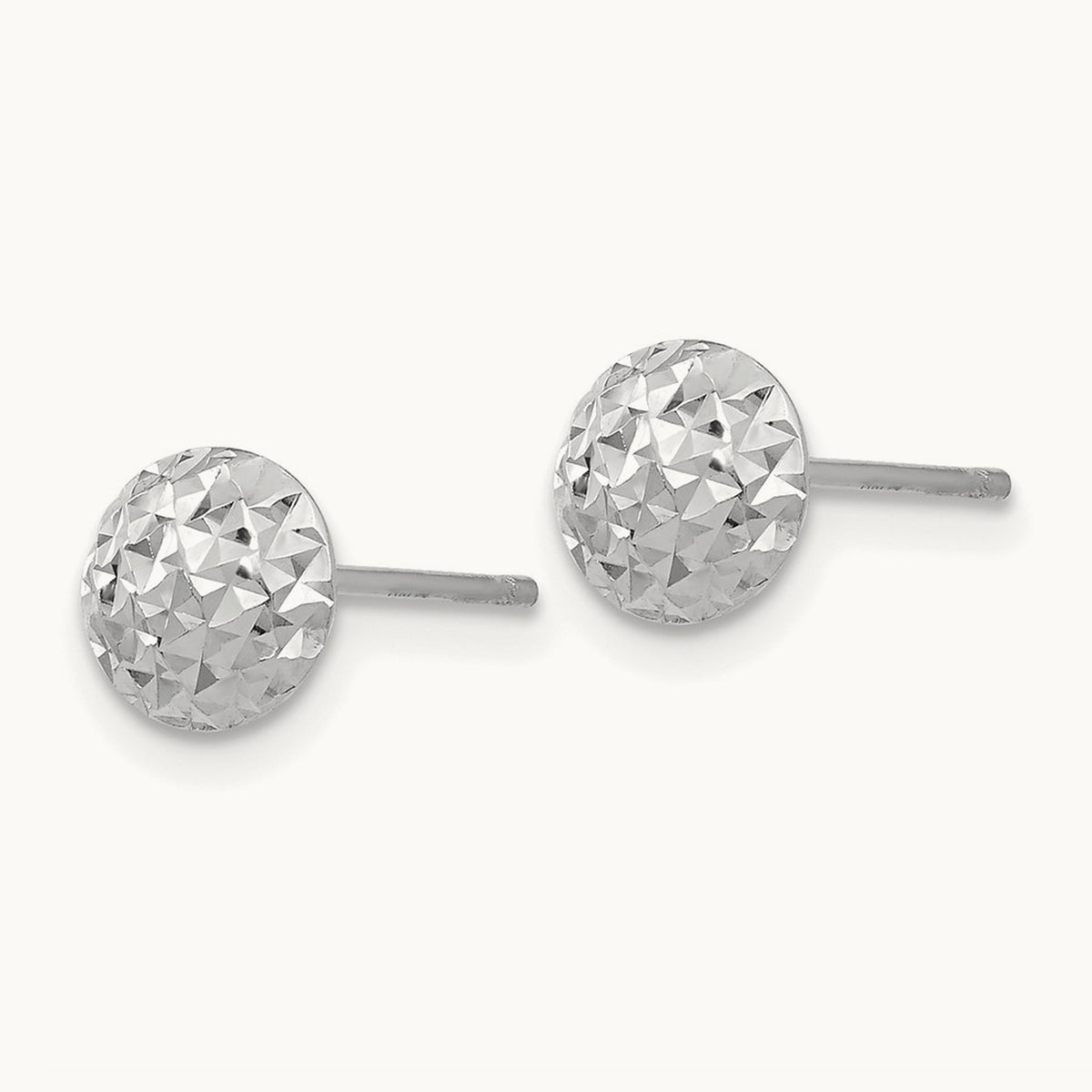 Circle Puff Post Earrings — 14K White Gold, 6mm