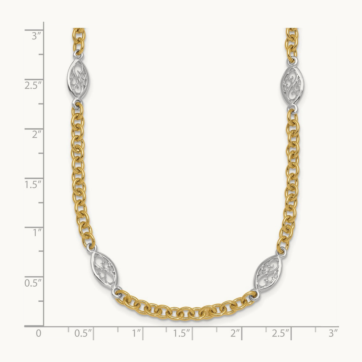 Polished Fancy Chain Necklace, 6.5mm, 14K Two-tone
