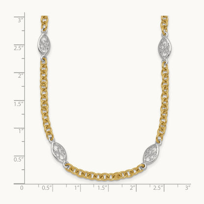 Polished Fancy Chain Necklace, 6.5mm, 14K Two-tone