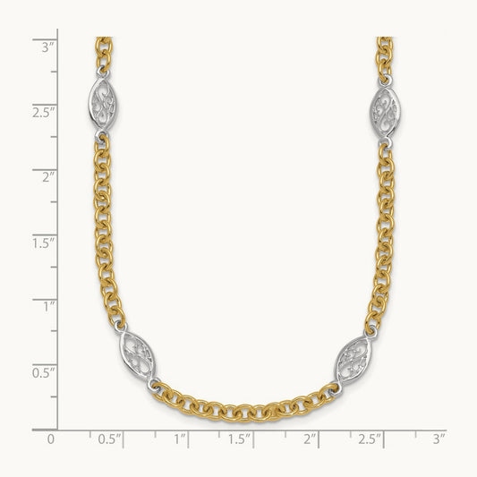 Polished Fancy Chain Necklace, 6.5mm, 14K Two-tone