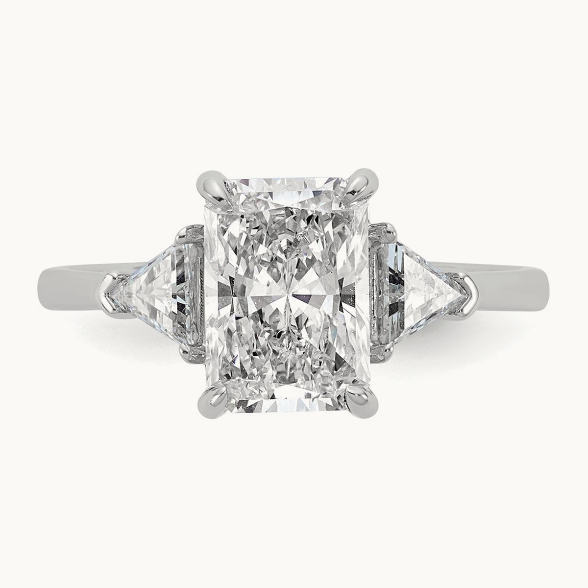Radiant & Triangle Engagement Ring, 1.25-3.50 ct tw Lab-Grown Diamond — 2 1/2 ct, 14K White Gold