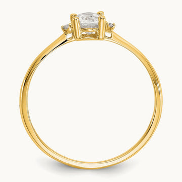 Diamond & Topaz Birthstone Ring — 14K Yellow Gold, 6