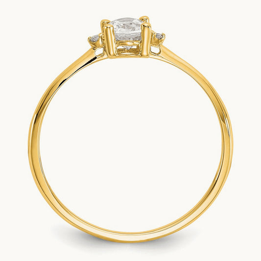 Diamond & Topaz Birthstone Ring — 14K Yellow Gold, 6