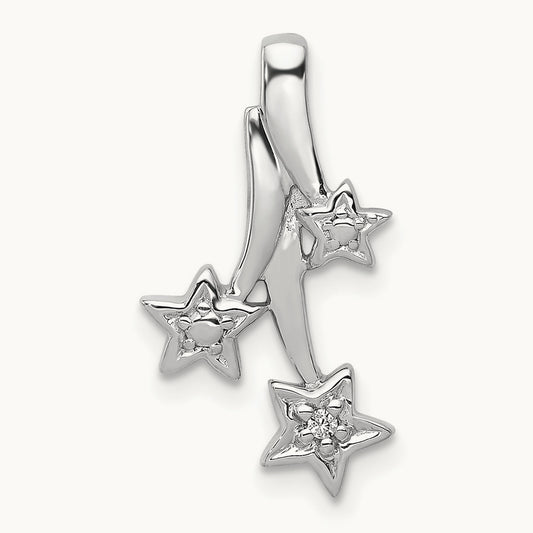Diamond Shooting Stars Chain Slide, 14K White Gold