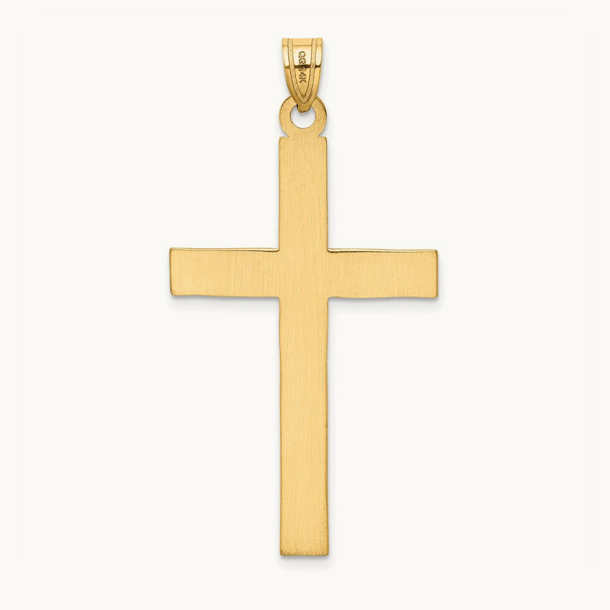 Florentine Satin Cross Pendant — 14K Yellow Gold, 48mm
