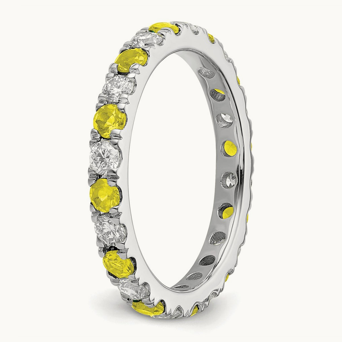 Created Yellow Sapphire Eternity Band — 14K White Gold, 2.65 mm