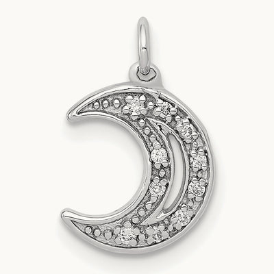 Diamond Moon Charm — 14K White Gold