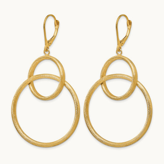 Scratch Finish Round Leverback Earrings, 14K — Leslie's