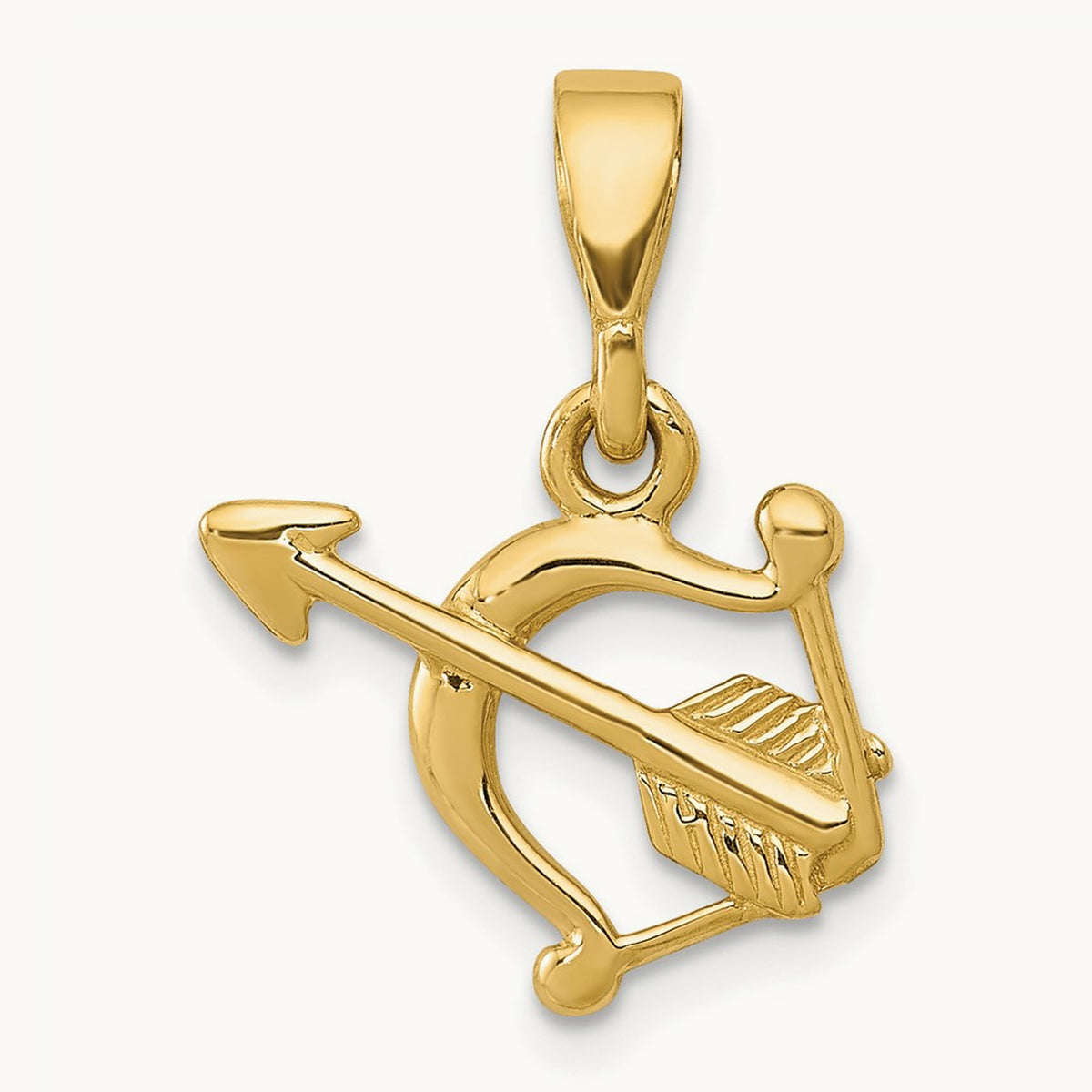 Polished Bow and Arrow Pendant, 14K Gold