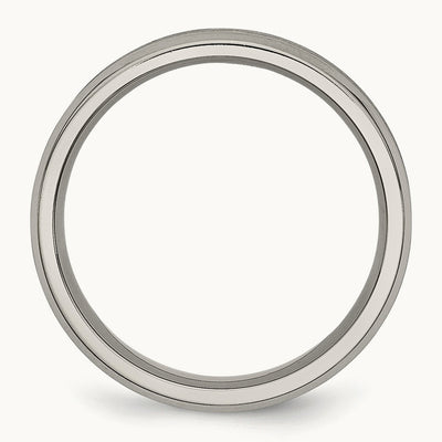 Brushed & Polished Concave Beveled Edge Band, 6mm, Titanium