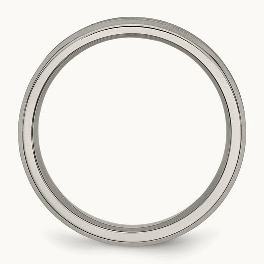 Brushed & Polished Concave Beveled Edge Band, 6mm, Titanium