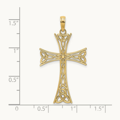 Polished Celtic Knot Cross Charm, 14K
