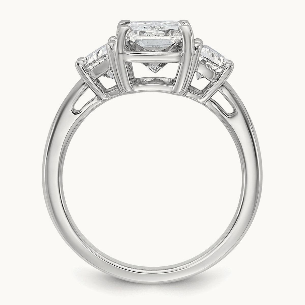 Radiant & 1/2 Moon Engagement Ring, 1.25-4.00 ct tw Lab-Grown Diamond — 4 ct, 14K White Gold