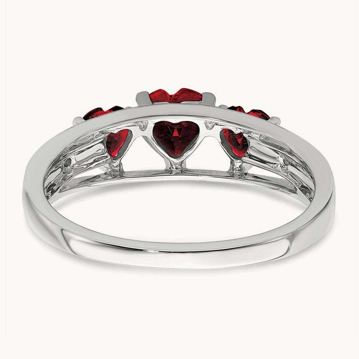 Cr. Ruby and Diamond Heart Ring, 14K White Gold