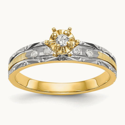 AA Quality Trio Complete Engagement Ring, 14K