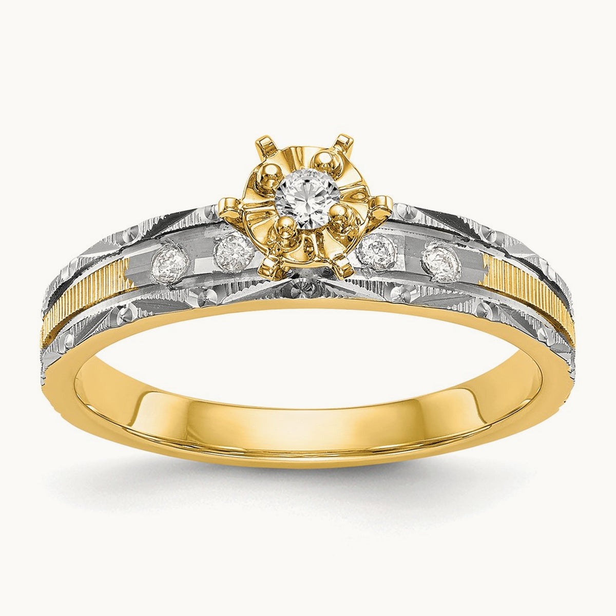 AA Quality Trio Complete Engagement Ring, 14K