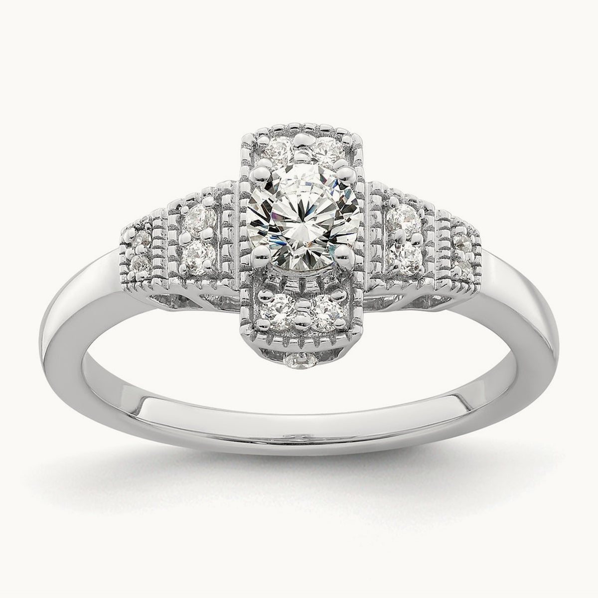 Art Deco Round Center Semi-Mount Engagement Ring, 0.25 ct tw