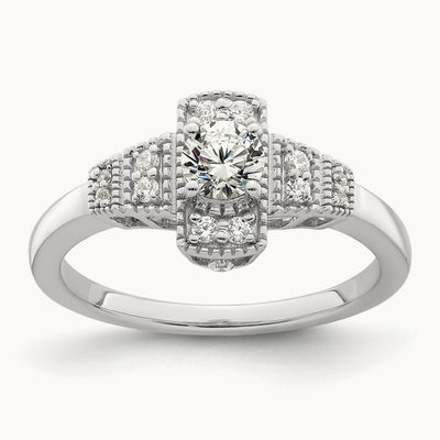 Art Deco Round Center Semi-Mount Engagement Ring, 0.25 ct tw