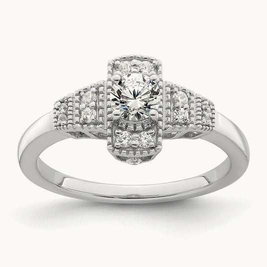 Art Deco Round Center Semi-Mount Engagement Ring, 0.25 ct tw