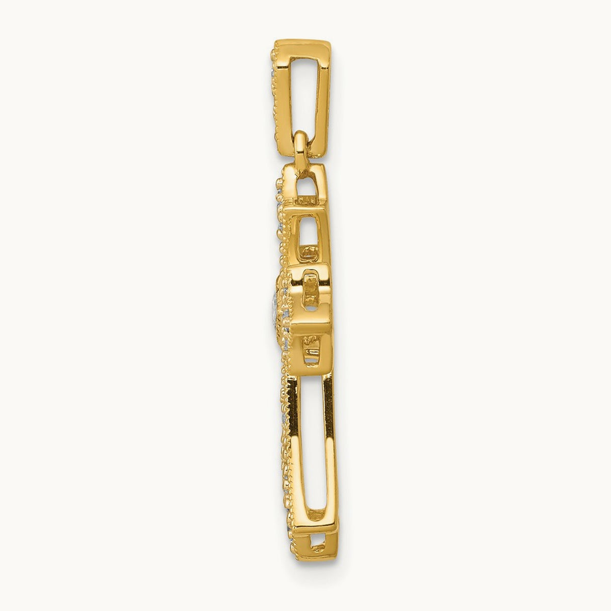 Diamond Fleur de Lis Cross Pendant — 14K Yellow Gold