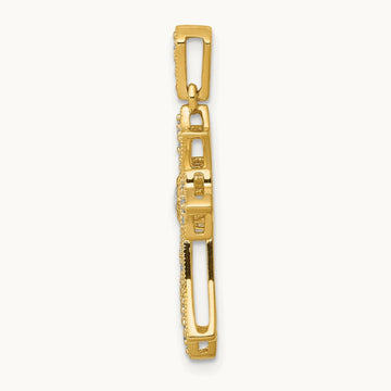 Diamond Fleur de Lis Cross Pendant — 14K Yellow Gold