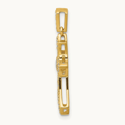 Diamond Fleur de Lis Cross Pendant — 14K Yellow Gold