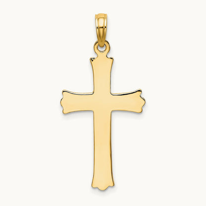 Cross W/Starburst Center Charm — 14K Yellow Gold