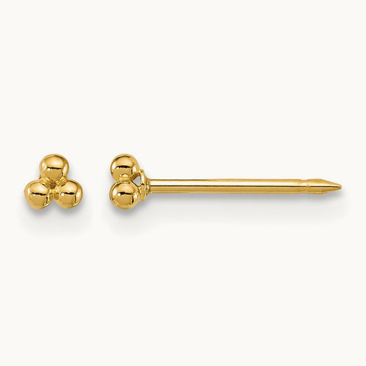 Inverness 14k Polished Triple Ball Post Earrings, 3mm