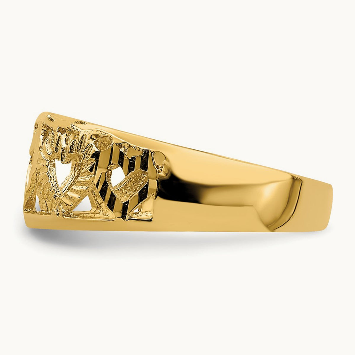 Diamond-cut 5 Heart Ring, 14K