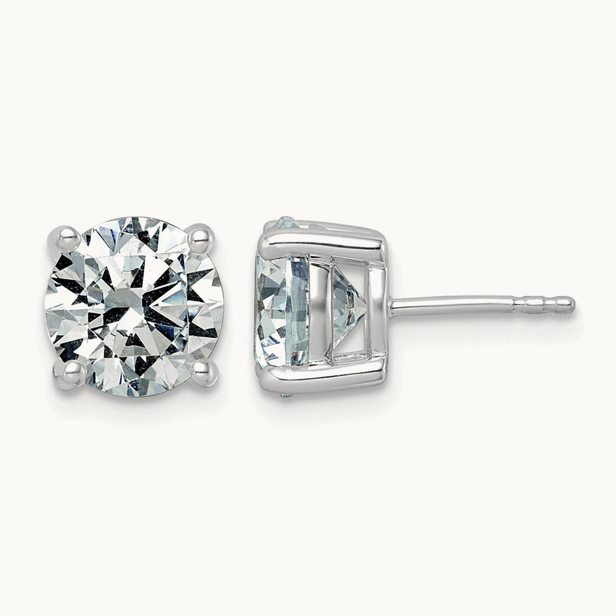 Round Lightweight Earrings, 0.25-6.00 ct tw Lab-Grown Diamond — 5 ct, 10K White Gold