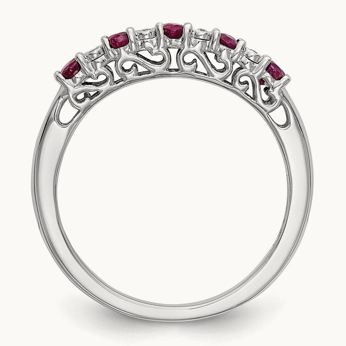 Diamond w/Ruby Band, 14K White Gold