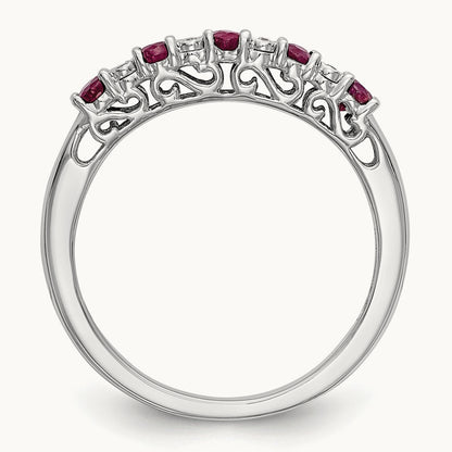 Diamond w/Ruby Band, 14K White Gold